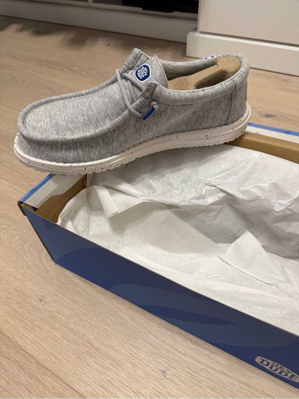 Hey Dude Wally Stretch Jersey Slip-On Sneakers in Light Grey/Blue